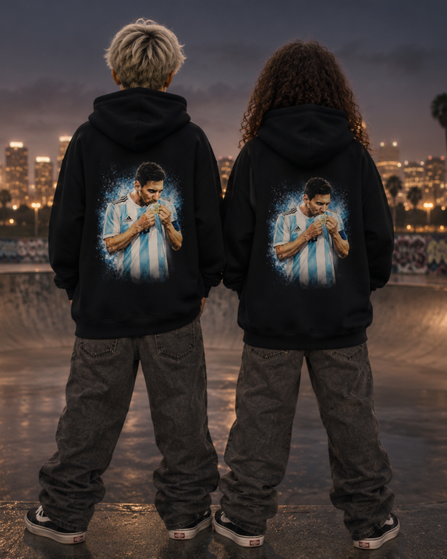 Lionel Messi Argentine Baiser l'Écusson Trophée Moment Enfants Fan Hoodie