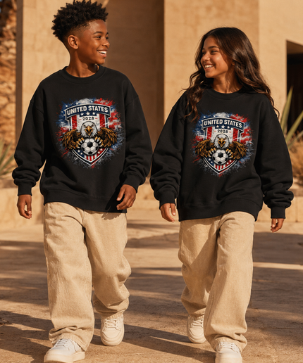 United States 2026 Eagle Crest Kids Fan Crewneck