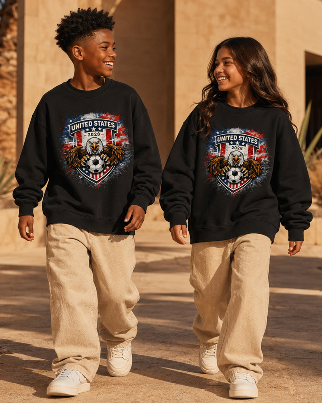 United States 2026 Eagle Crest Kids Fan Crewneck