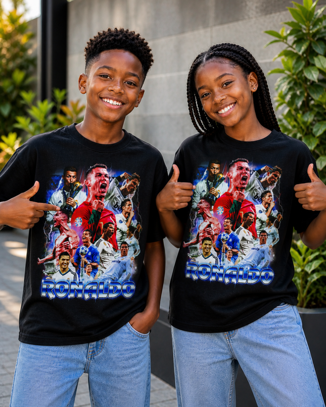 Ronaldo Blue Lightning Multi-Era Kids Fan T-Shirt