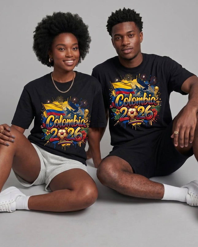 T-shirt de supporter unisexe Coupe du Monde de Football Colombie 2026 Graffiti Fiesta