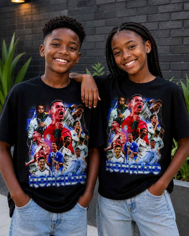 Ronaldo Blue Lightning Multi-Era Kids Fan T-Shirt