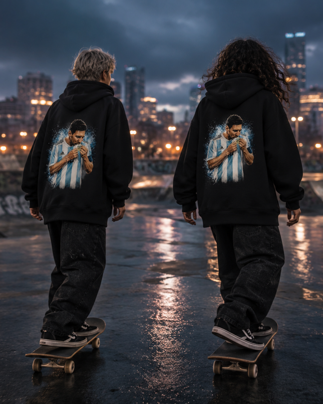 Lionel Messi Argentine Baiser l'Écusson Trophée Moment Enfants Fan Hoodie