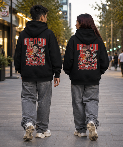 Cristiano Ronaldo CRISTIANO Ronaldo Manchester United Chaussure Vintage Bootleg Collage Multi-Époques pour Enfants Fan Hoodie