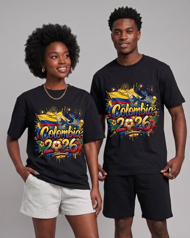 T-shirt de supporter unisexe Coupe du Monde de Football Colombie 2026 Graffiti Fiesta