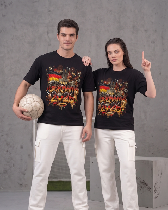 Germany 2026 Graffiti Fiesta Brandenburg Gate Soccer World Cup Unisex Fan T-Shirt