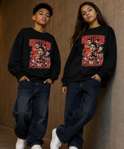Cristiano Ronaldo Manchester United Multi-Era Collage Bootleg Kids Fan Crewneck