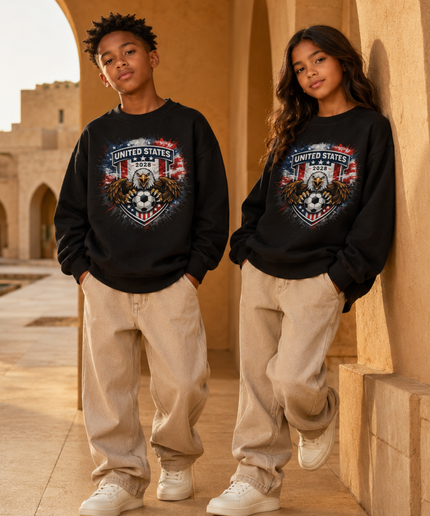 United States 2026 Eagle Crest Kids Fan Crewneck