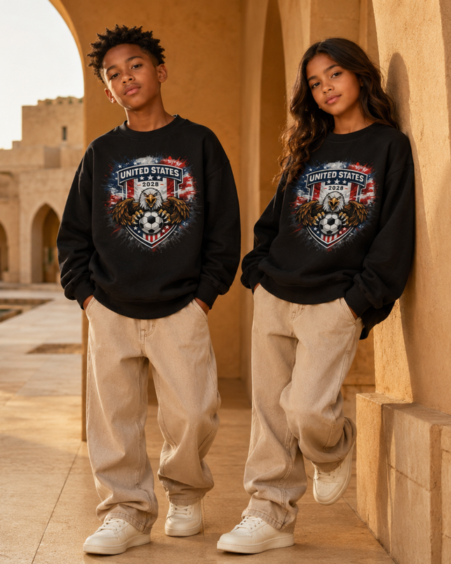 United States 2026 Eagle Crest Kids Fan Crewneck