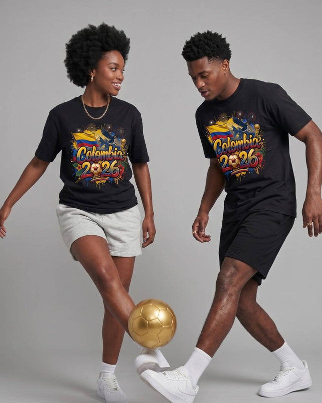 T-shirt de supporter unisexe Coupe du Monde de Football Colombie 2026 Graffiti Fiesta