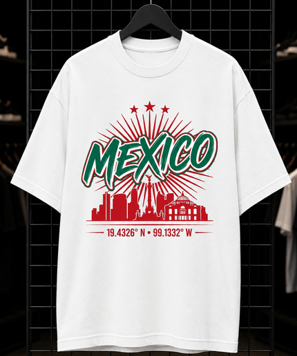 Mexico City Skyline 19.4326° N · 99.1332° W Kids Fan T-Shirt