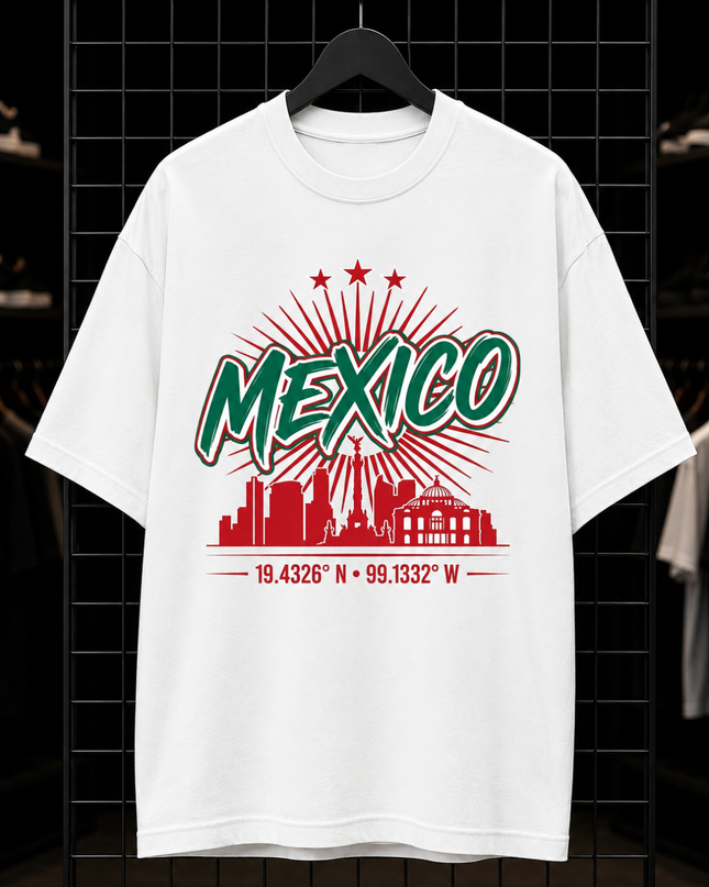 Mexico City Skyline 19.4326° N · 99.1332° W Kids Fan T-Shirt