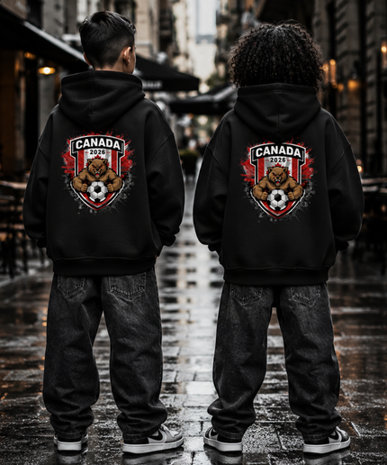 Canada 2026 Bear Crest Kids Fan Hoodie