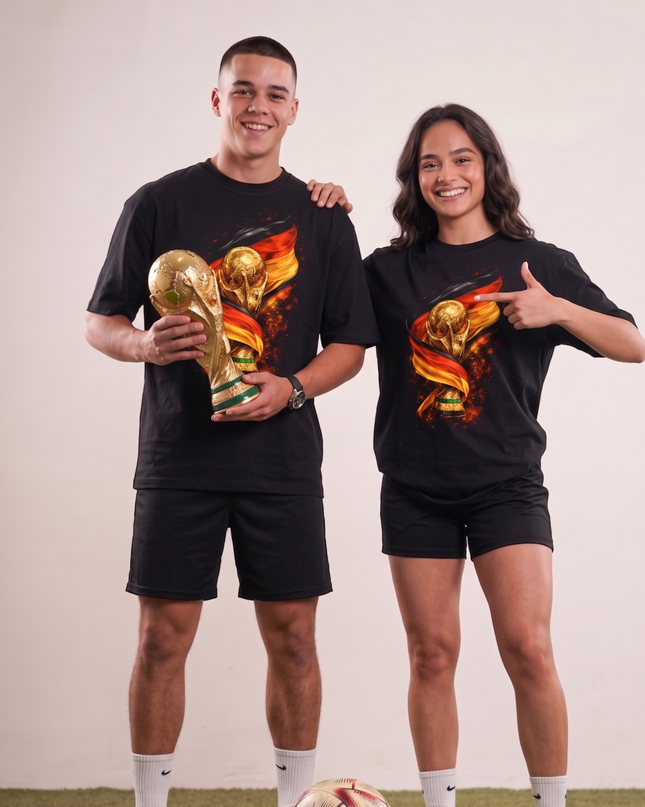 Germany World Cup Trophy Flag Fire Cinematic Soccer World Cup 2026 Unisex Fan T-Shirt