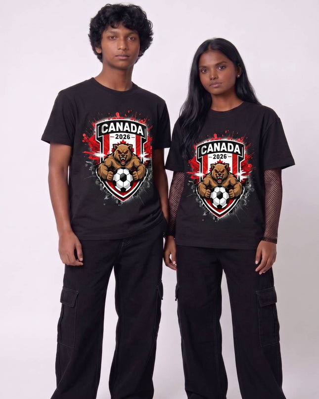 Canada 2026 Grizzly Bear Shield Crest Soccer World Cup Unisex Fan T-Shirt