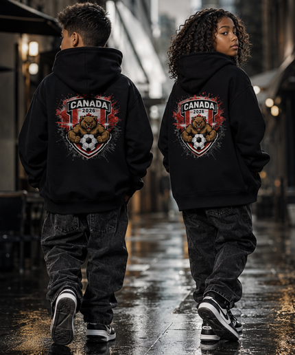 Canada 2026 Bear Crest Kids Fan Hoodie
