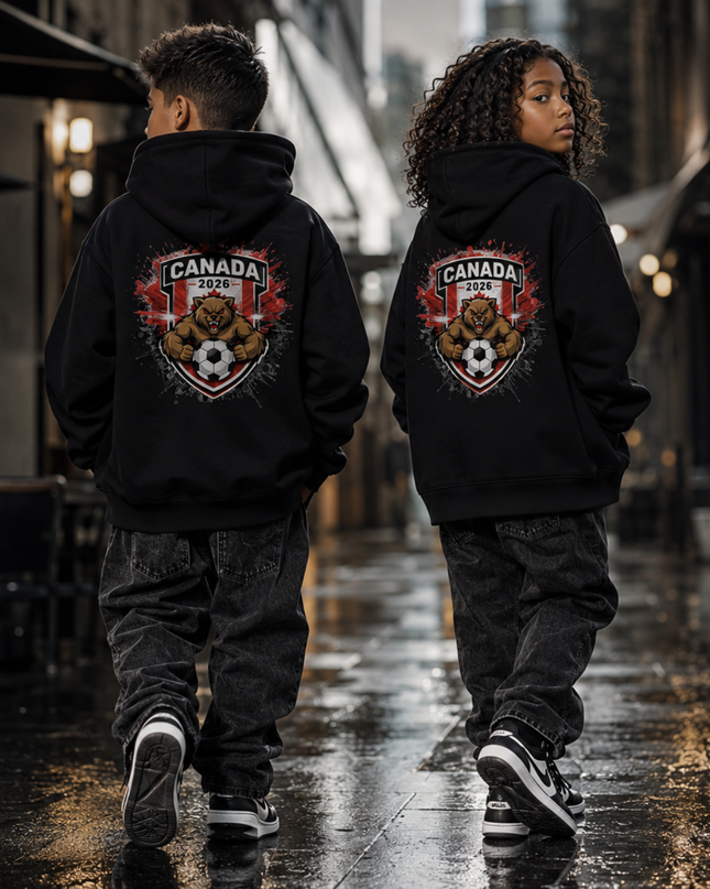 Canada 2026 Bear Crest Kids Fan Hoodie