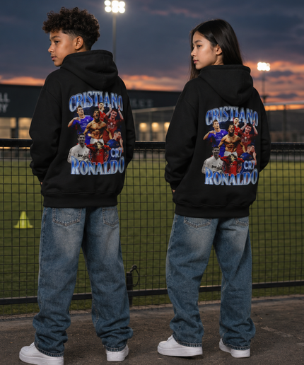 Sweat à capuche pour enfant Cristiano Ronaldo CRISTIANO CR7 RONALDO Motif collage multicolore chromé