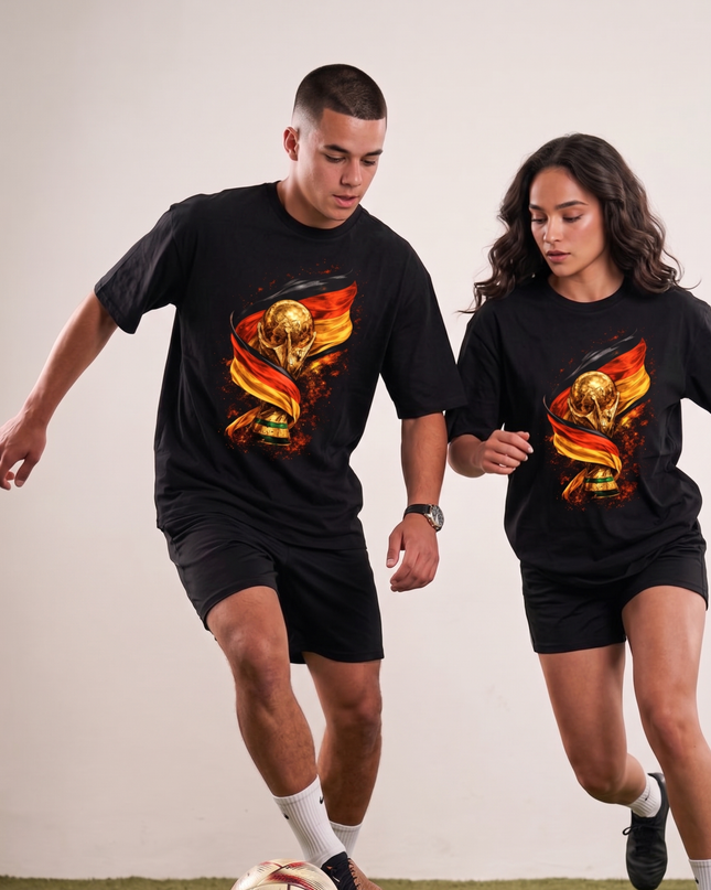 Germany World Cup Trophy Flag Fire Cinematic Soccer World Cup 2026 Unisex Fan T-Shirt