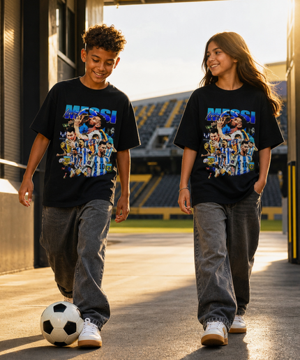 Lionel Messi Argentina World Cup Bootleg Collage Kids Fan T-Shirt