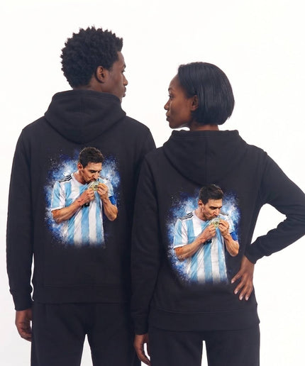 Sweat à capuche unisexe Lionel Messi Argentine Trophée Baiser pour les fans