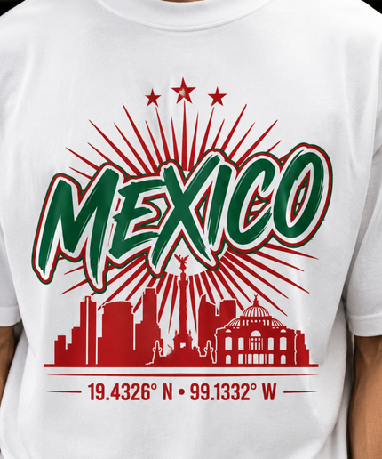 Mexico City Skyline 19.4326° N · 99.1332° W Kids Fan T-Shirt