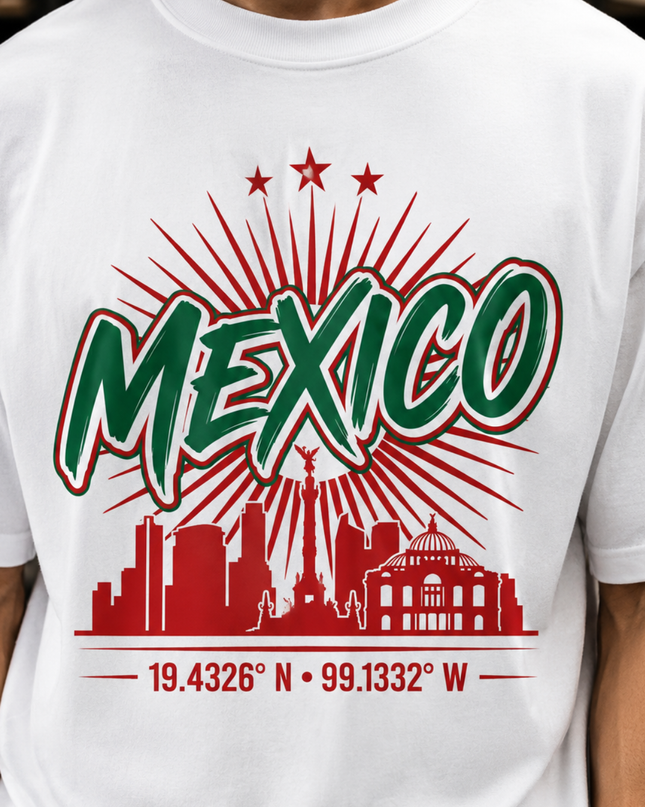 Mexico City Skyline 19.4326° N · 99.1332° W Kids Fan T-Shirt