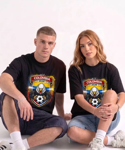 T-shirt unisexe fan Coupe du Monde de Football Colombie 2026 Condor Aigle Blason
