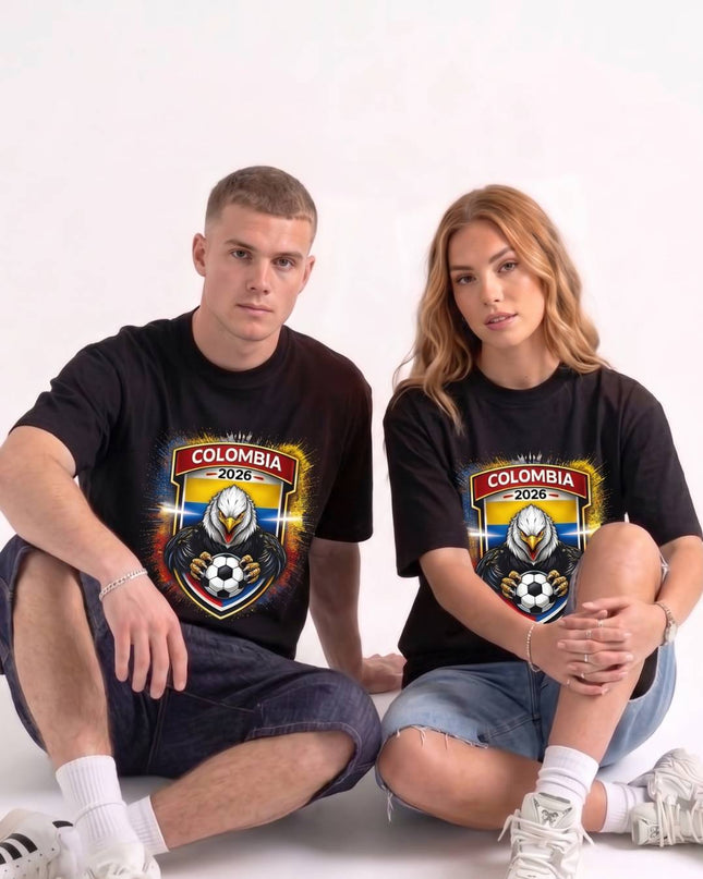 T-shirt unisexe fan Coupe du Monde de Football Colombie 2026 Condor Aigle Blason