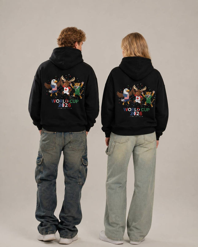 World Cup 2026 Canada USA Mexico Mascots Unisex Fan Hoodie