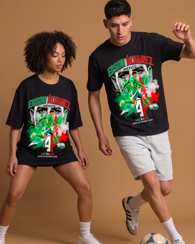 T-shirt unisexe fan Edson Álvarez #4 Mexique Coupe du Monde FIFA 2026