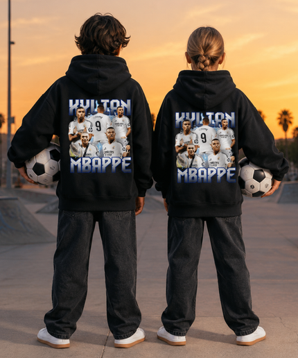 Kylian Mbappé Real Madrid Collage Sweat à Capuche Enfant Fan