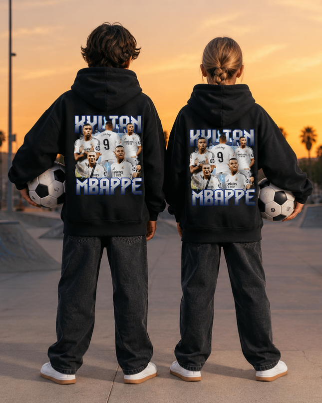 Kylian Mbappé Real Madrid Collage Sweat à Capuche Enfant Fan