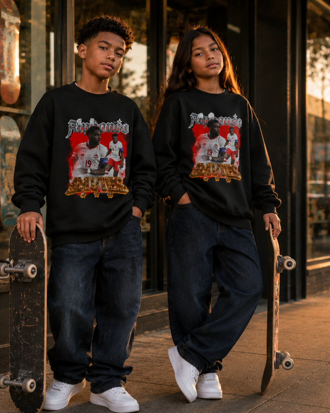 Alphonso Davies Canada 2026 Kids Fan Crewneck