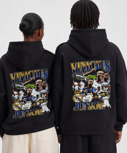 Sweat à capuche unisexe pour fans du collage de trophées de la Ligue des champions Vinicius Junior Real Madrid