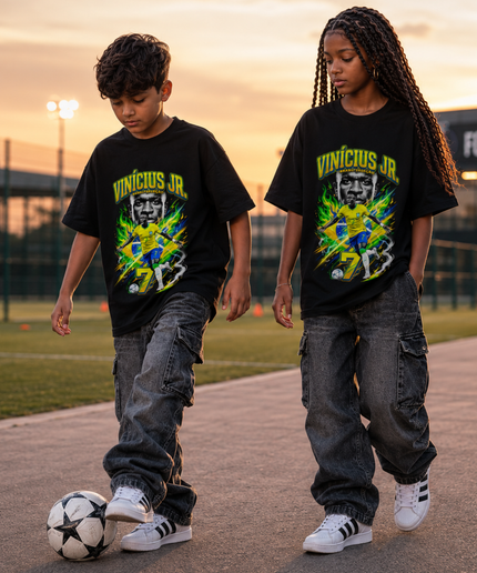 Vinicius Jr. Brazil #7 Fire Kids Fan T-Shirt