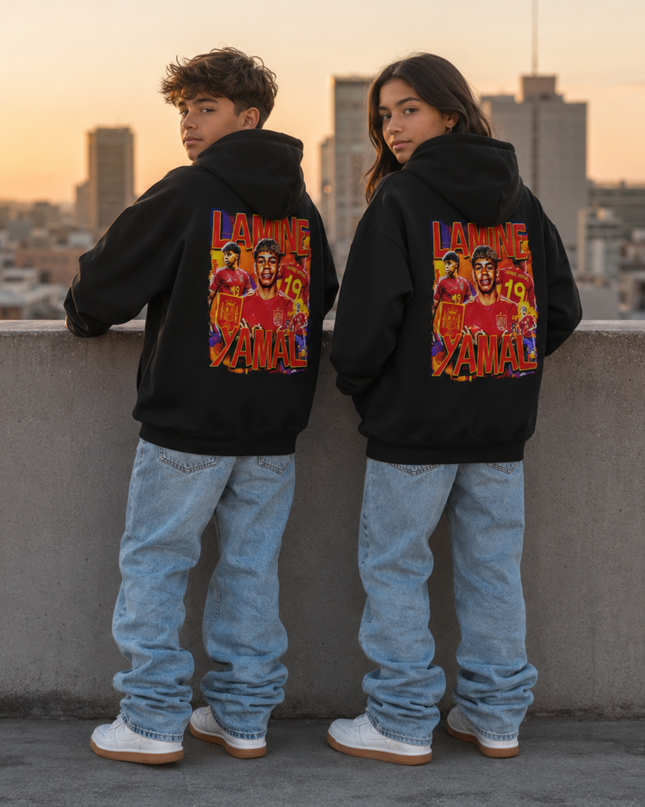 Lamine Yamal #19 Spain Retro Bootleg Collage Kids Fan Hoodie