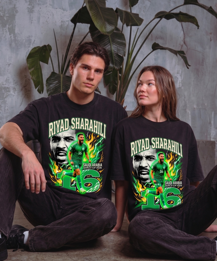 T-shirt unisexe Riyad Sharahili #16 Arabie Saoudite Coupe du Monde 2026 pour les fans