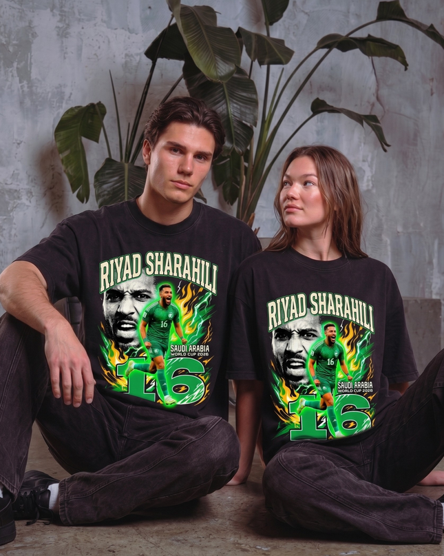 T-shirt unisexe Riyad Sharahili #16 Arabie Saoudite Coupe du Monde 2026 pour les fans