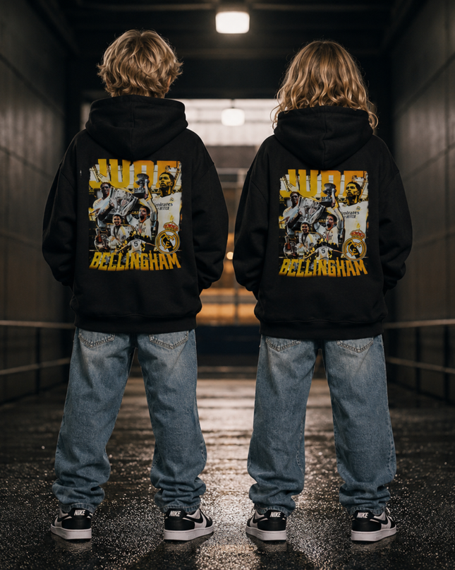 Sweat à capuche enfant Jude Bellingham Real Madrid style rétro