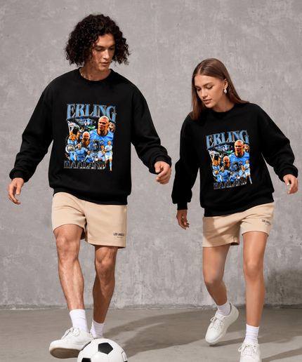 Erling Haaland Manchester City Retro Bootleg Collage Unisex Fan Crewneck