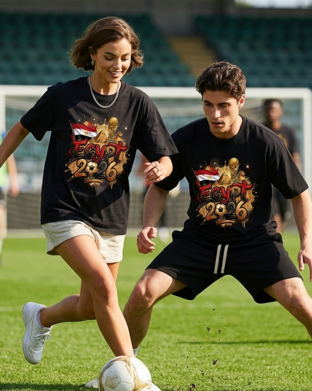 T-shirt unisexe de fan Coupe du monde de football Égypte 2026 Édition trophée d'or