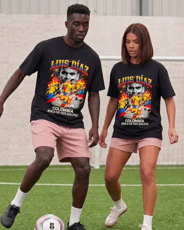 Luis Díaz #7 – Colombie Coupe du Monde 2026 Qualifiée T-Shirt Unisexe Fan
