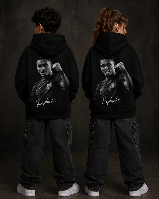 Raphinha Barcelona Fist Pump Kids Fan Hoodie