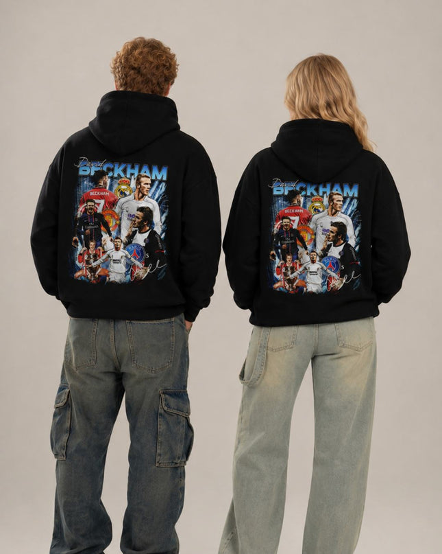 David Beckham Multi-Club Legend Retro Bootleg Collage Adult Fan Hoodie