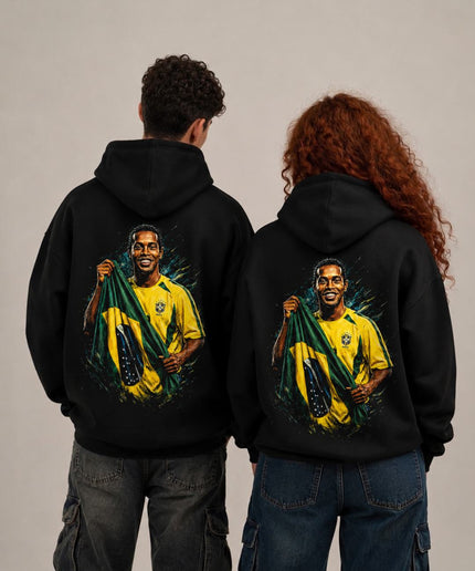 Ronaldinho Brazil Flag Smile Portrait Adult Fan Hoodie