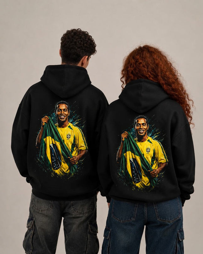 Ronaldinho Brazil Flag Smile Portrait Adult Fan Hoodie