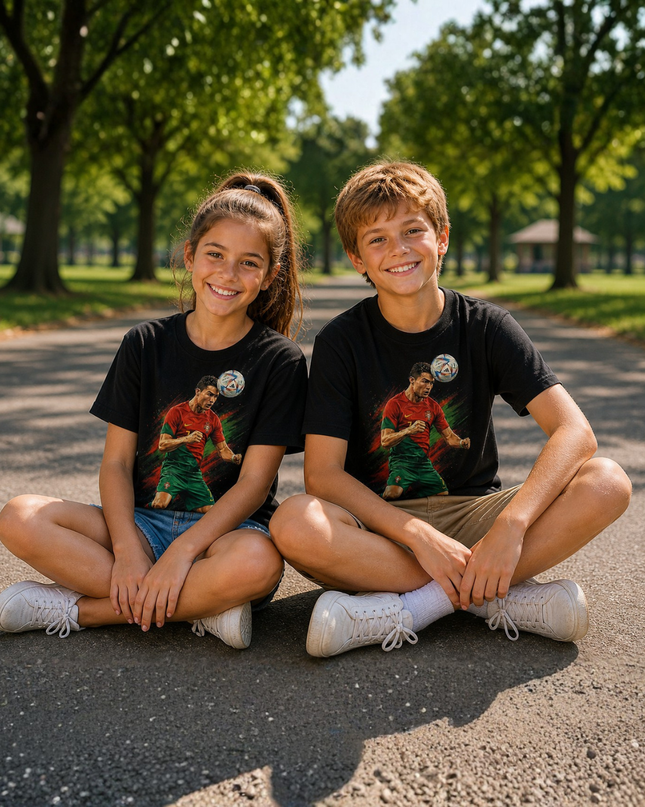 Cristiano Ronaldo Portugal #7 Action Kids Fan T-Shirt