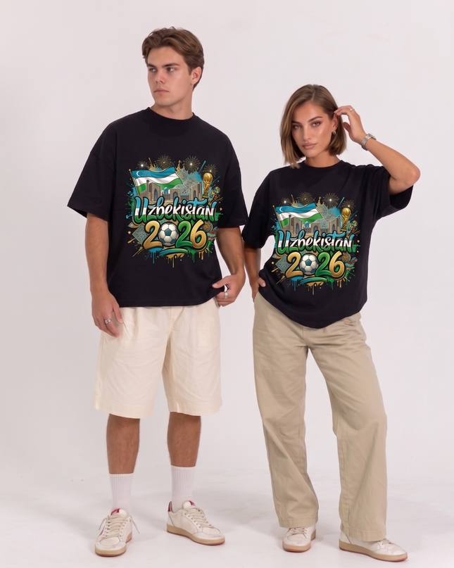 T-shirt unisexe pour les fans de la Coupe du Monde de Football Ouzbékistan 2026 édition Graffiti