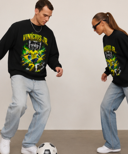Vinícius Jr. Brazil Seleção Fire Unisex Fan Crewneck
